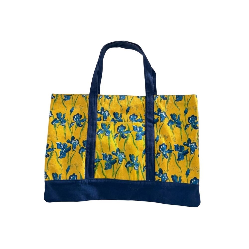 Accent International Vintage Floral Iris Tote Bag Cotton Canvas Market Beach NEW